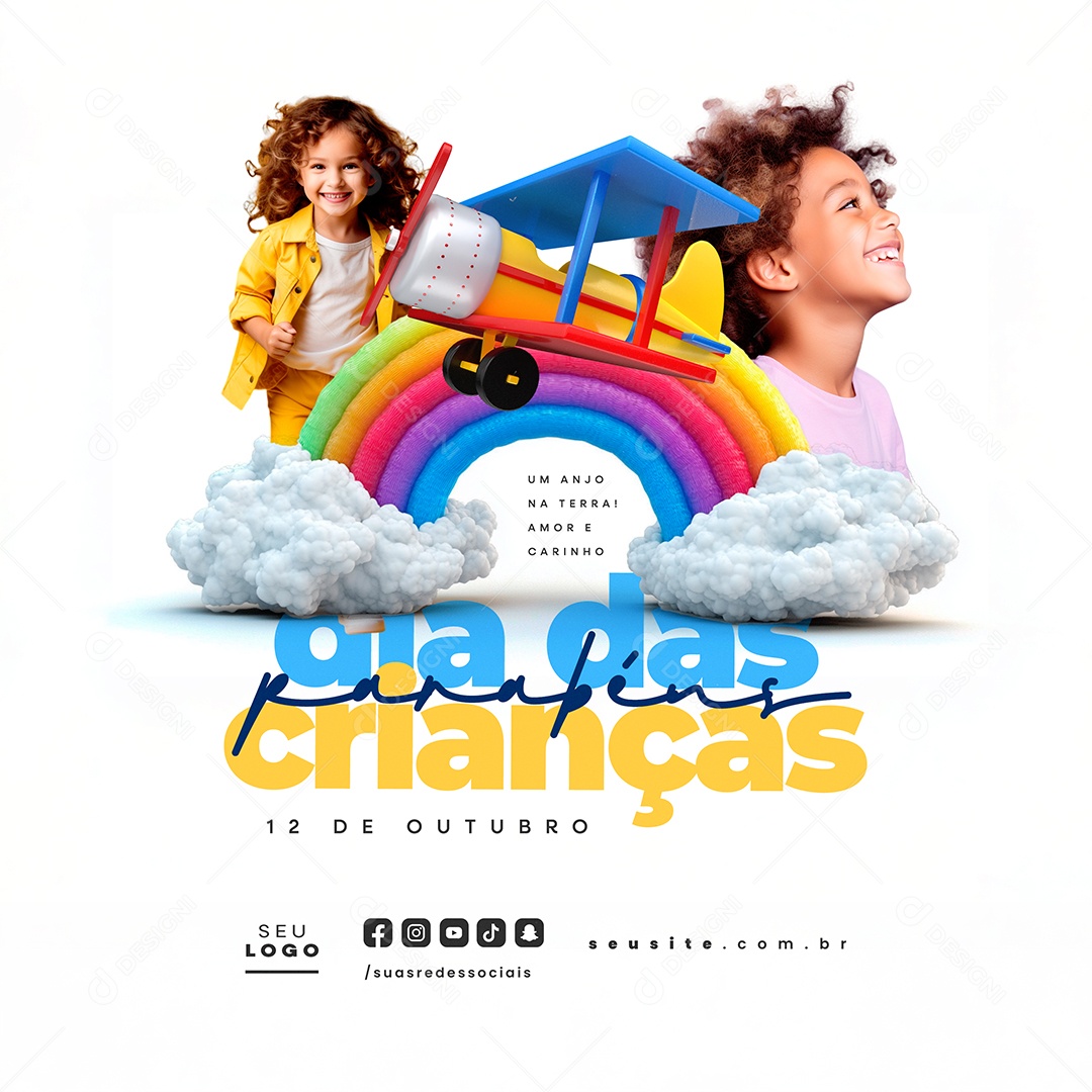 Dia Das Crianças 12 de Outubro Parabéns Social Media PSD Editável