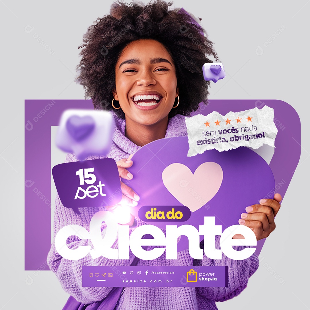 Dia do Cliente 15 de Setembro Sem Vocês Nada Existiria Social Media PSD Editável