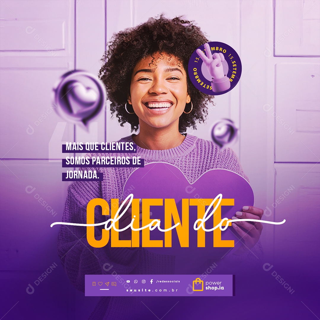Dia do Cliente 15 de Setembro Mais que Clientes Social Media PSD Editável