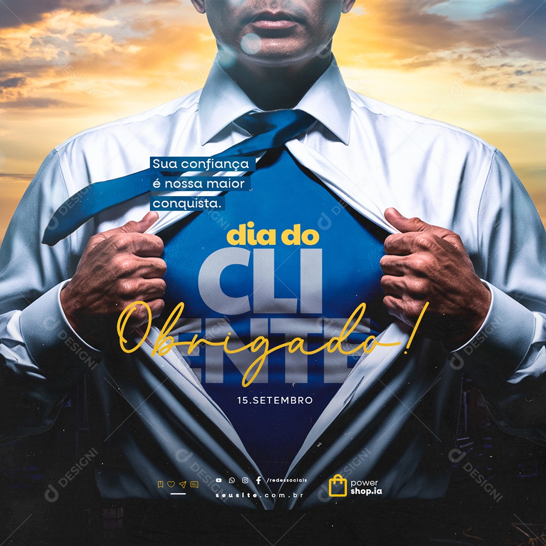 Dia do Cliente 15 de Setembro Obrigado Social Media PSD Editável
