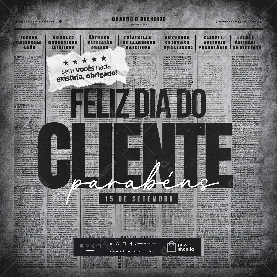 Social Media Feliz Dia Do Cliente 15 de Setembro Parabéns PSD Editável