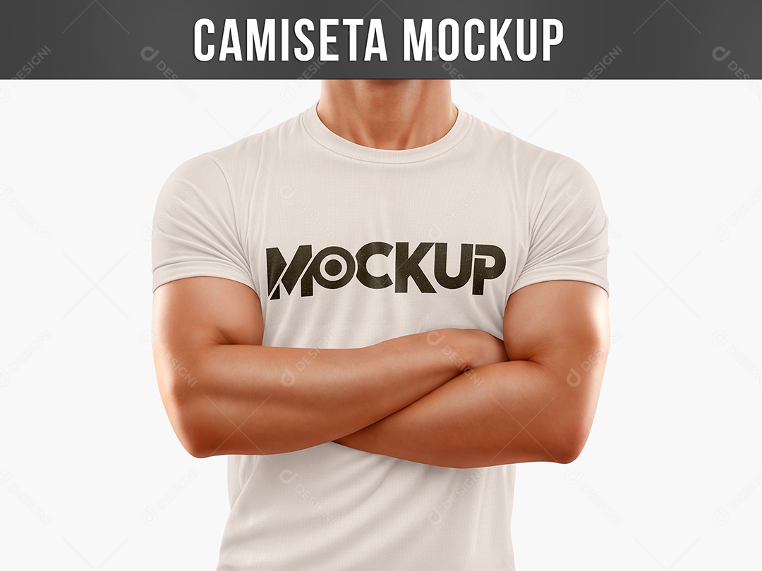 Homem com Camiseta Mockup PSD Editável