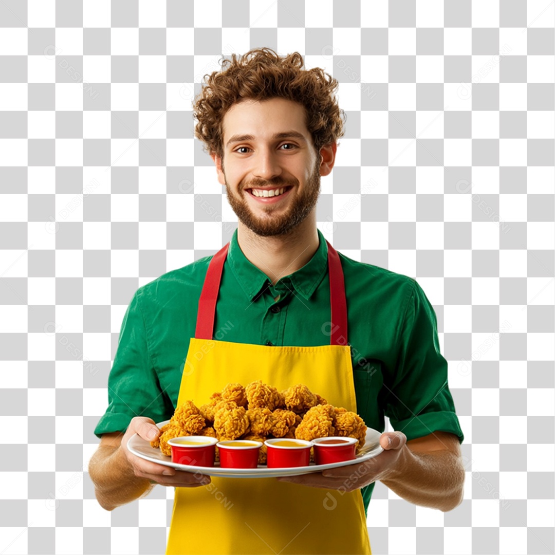Garçom Frango Frito Porção PNG Transparente