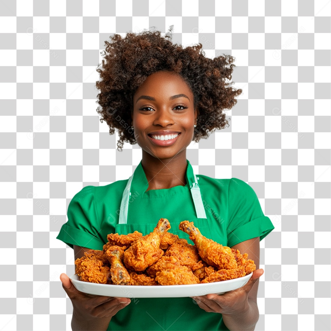 Garçom Frango Frito Porção PNG Transparente