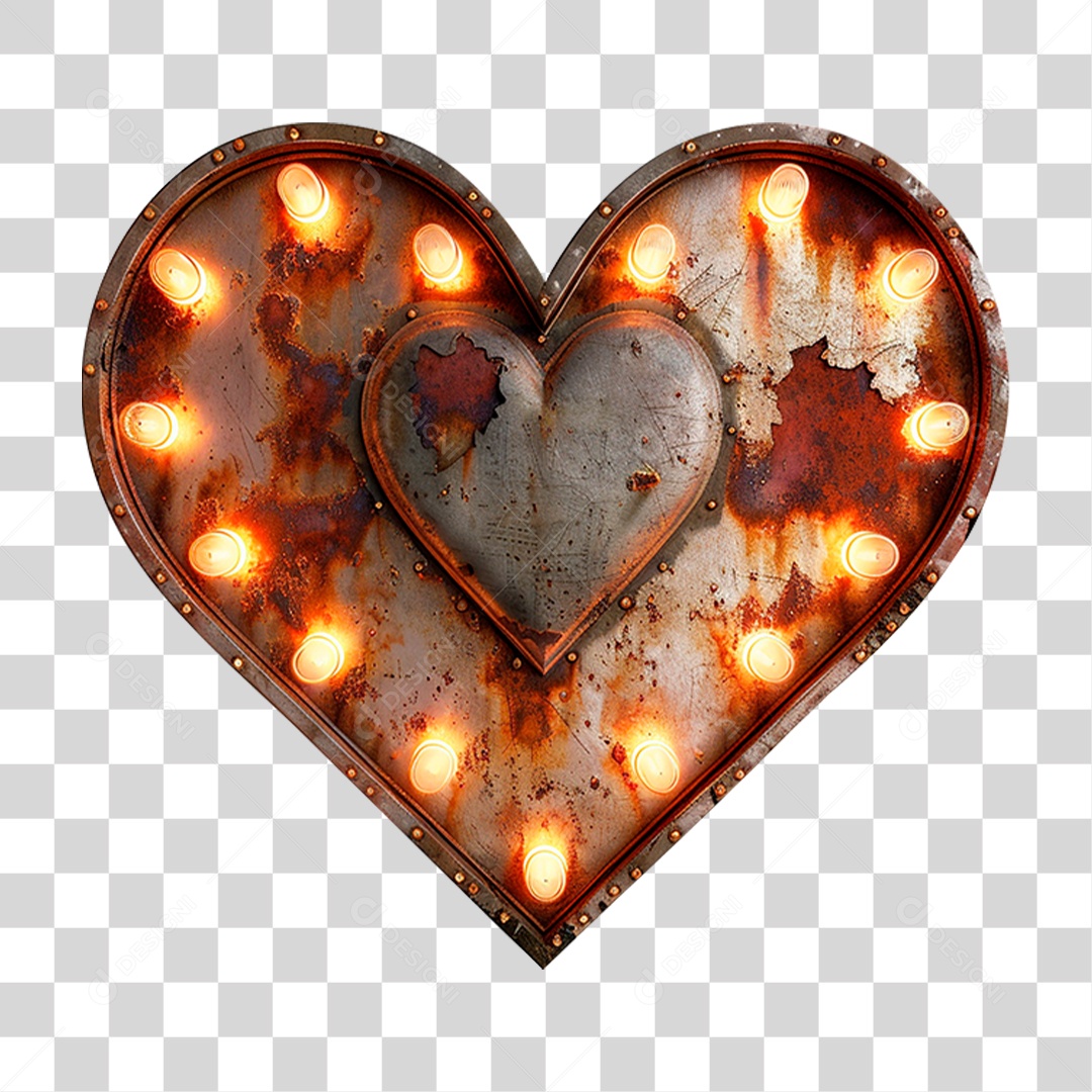 Elemento 3D Placa de Ferro Enferrujada PNG Transparente