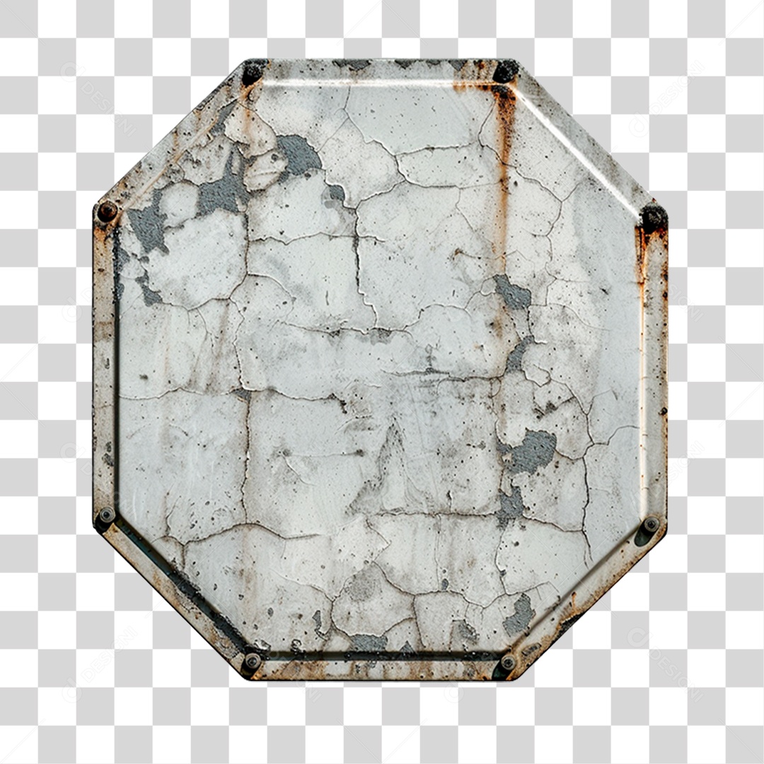 Elemento 3D Placa de Ferro Enferrujada PNG Transparente