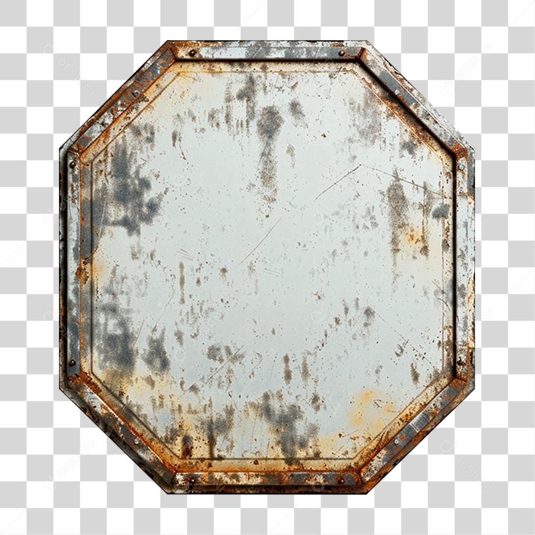 Elemento 3D Placa de Ferro Enferrujada PNG Transparente