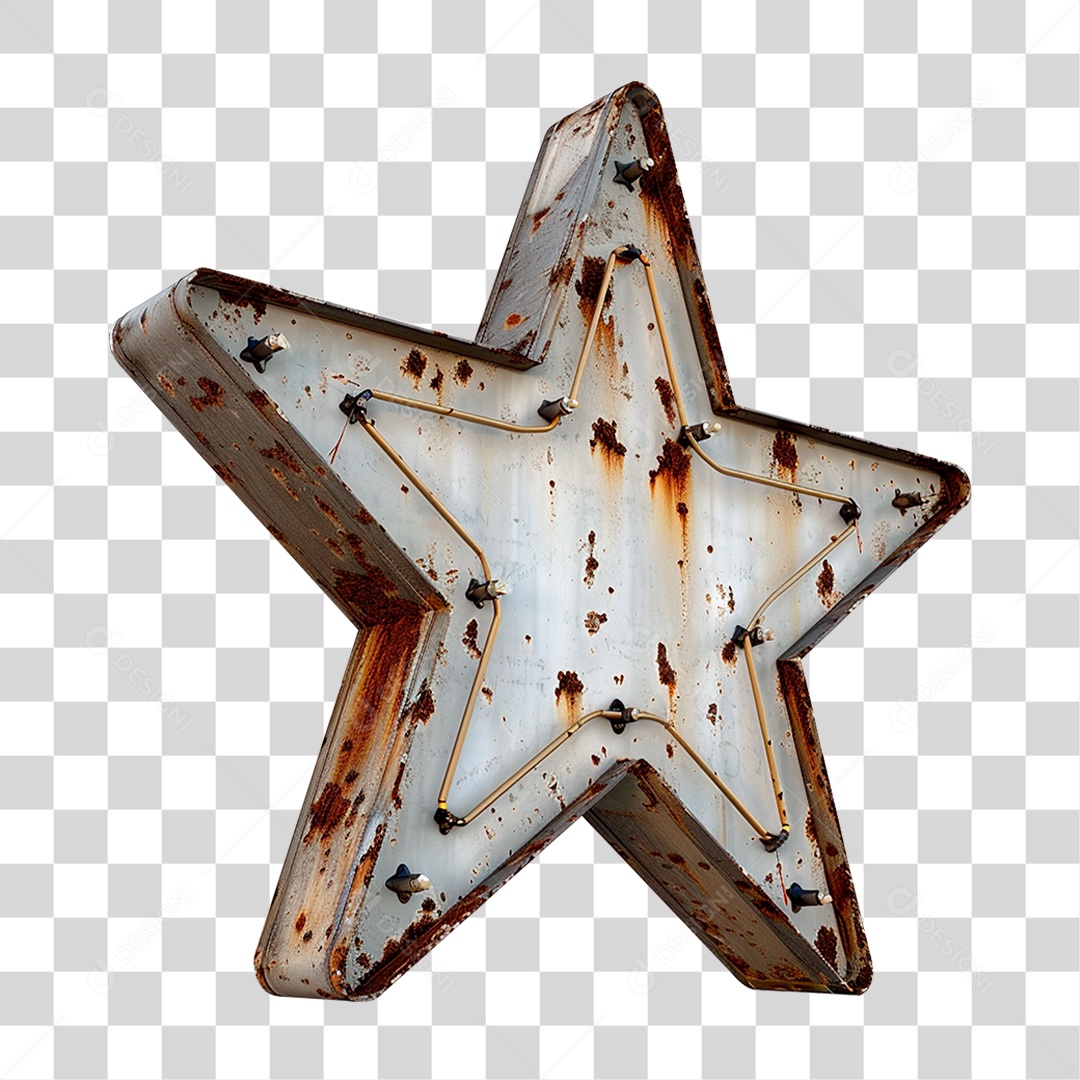 Estrela Metálica PNG Transparente