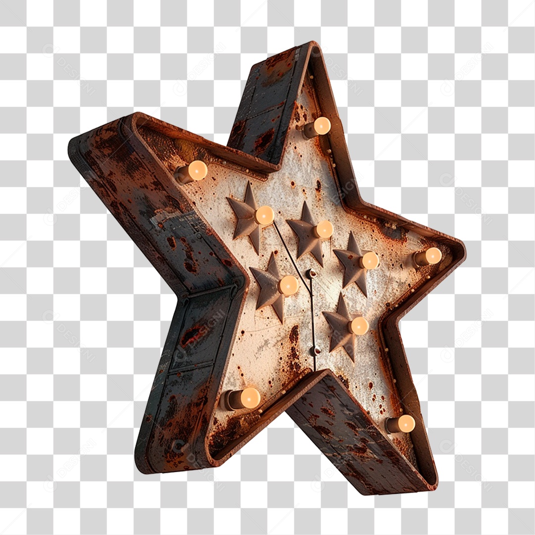 Estrela Metálica com Led PNG Transparente