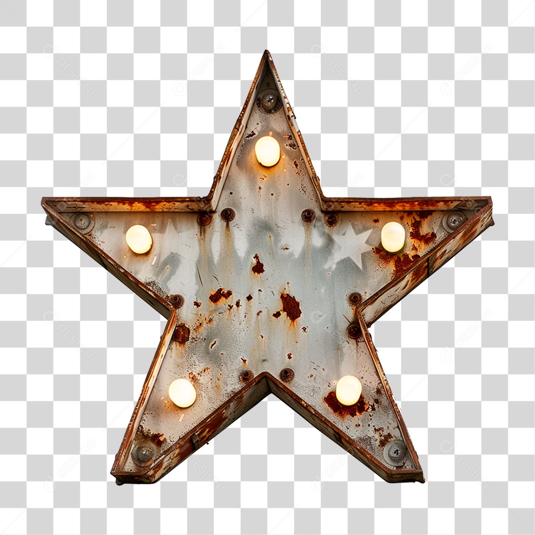 Estrela Metálica com Led PNG Transparente