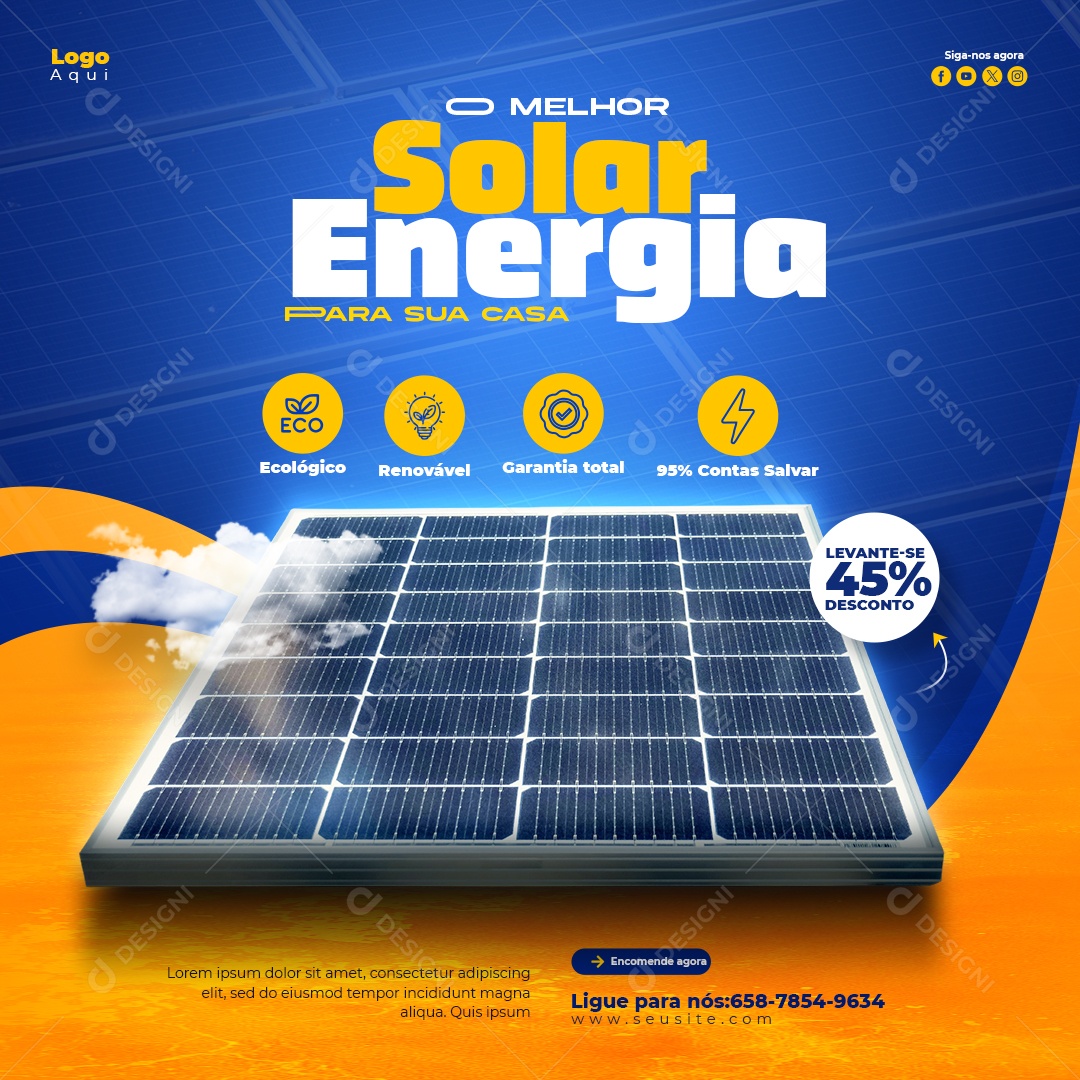 A Melhor Energia Solar Social Media PSD Editável