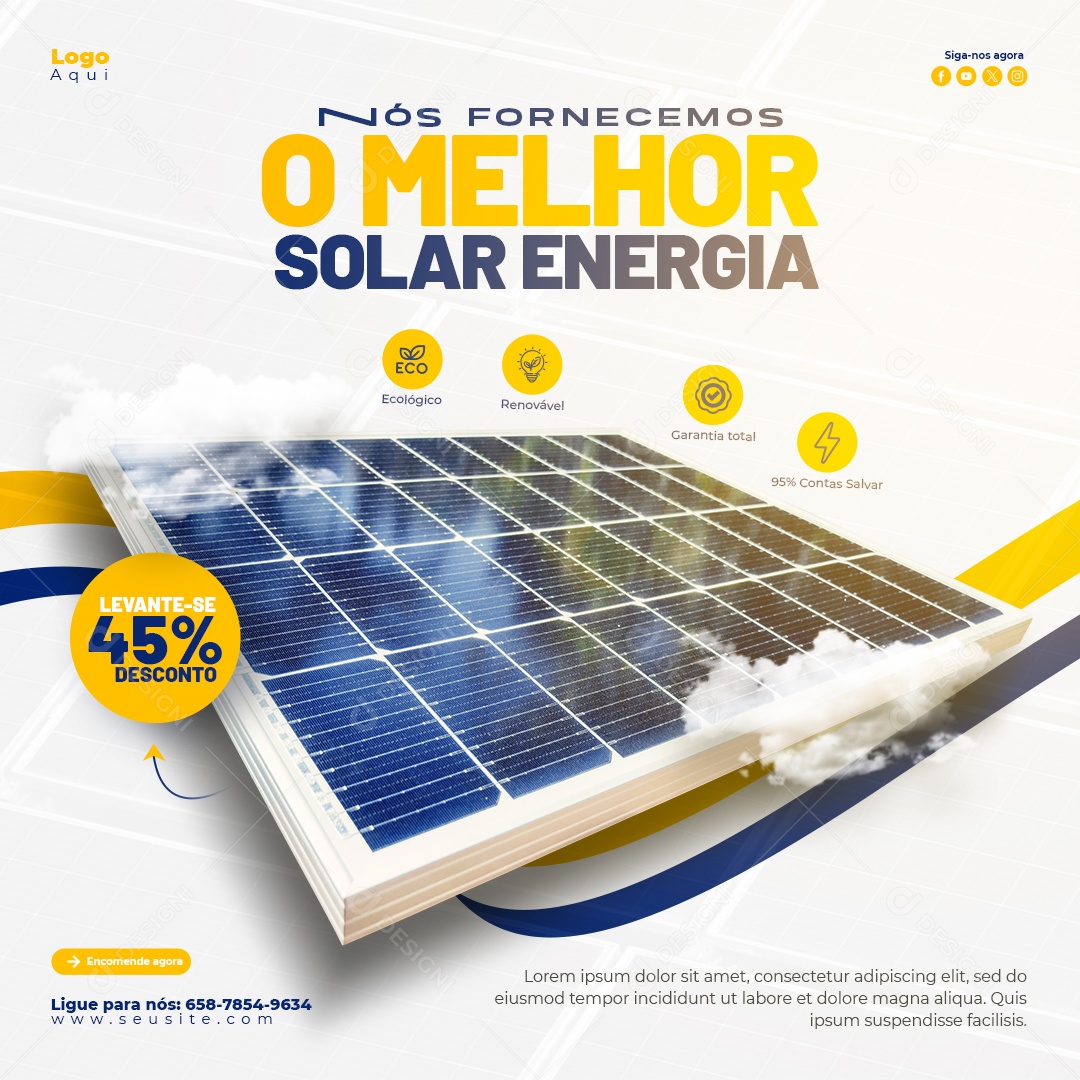A Melhor Energia Solar Social Media PSD Editável