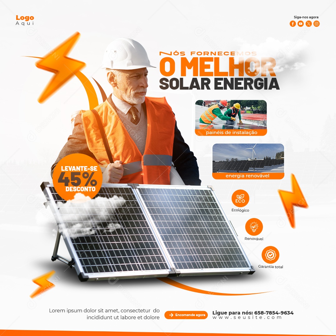A Melhor Energia Solar Social Media PSD Editável