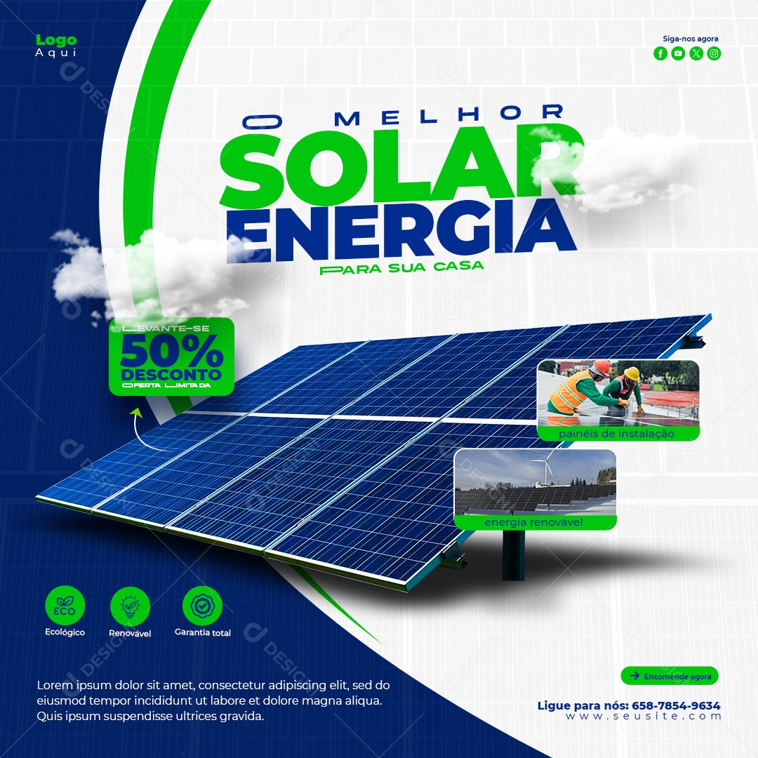 Melhor Energia Solar Social Media PSD Editável