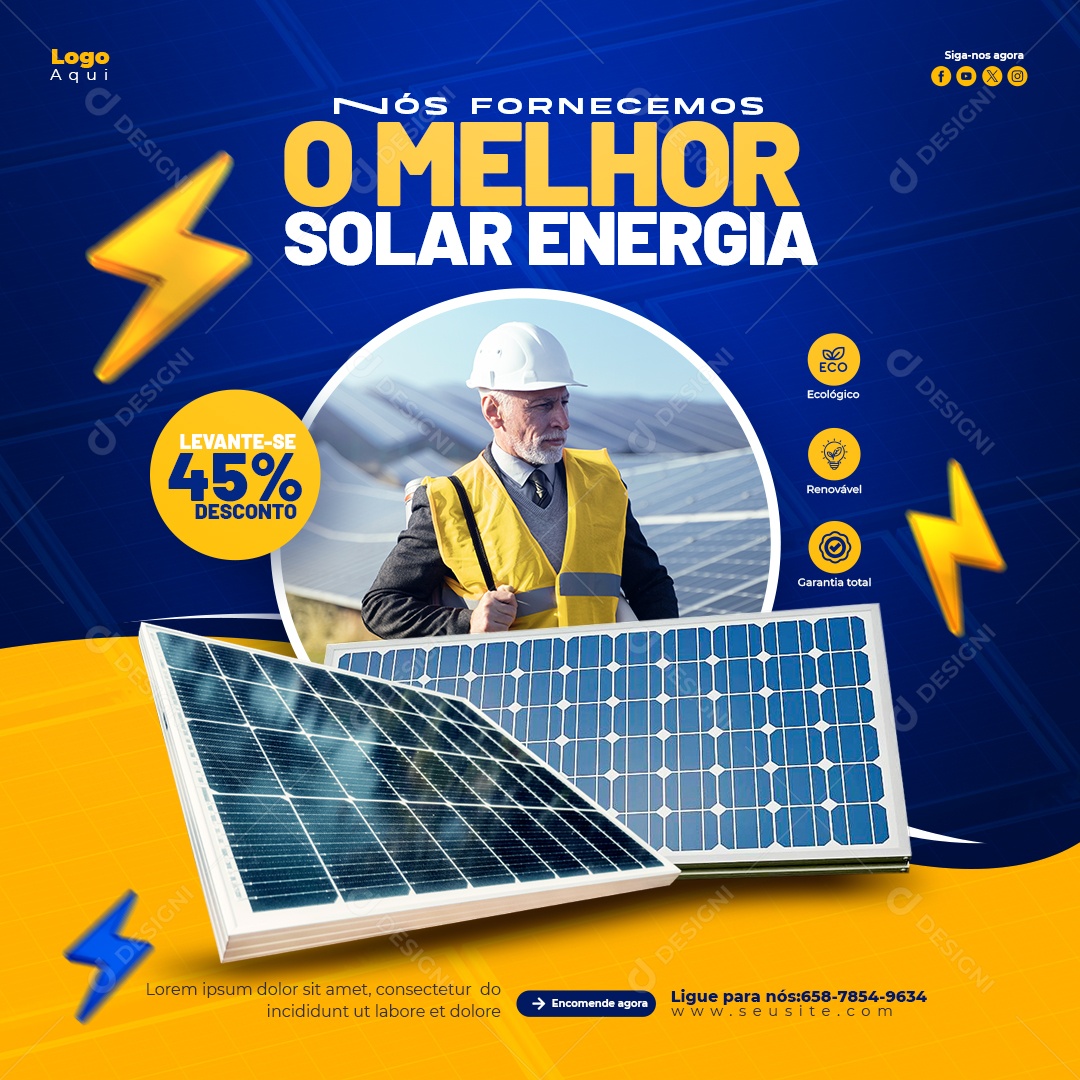 Melhor Energia Solar Social Media PSD Editável