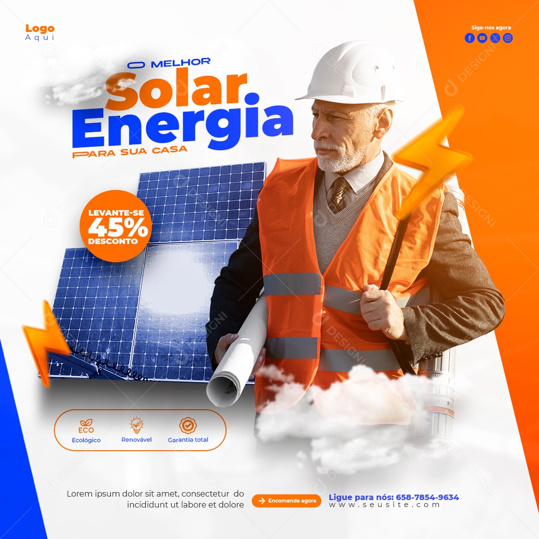 Melhor Energia Solar Social Media PSD Editável