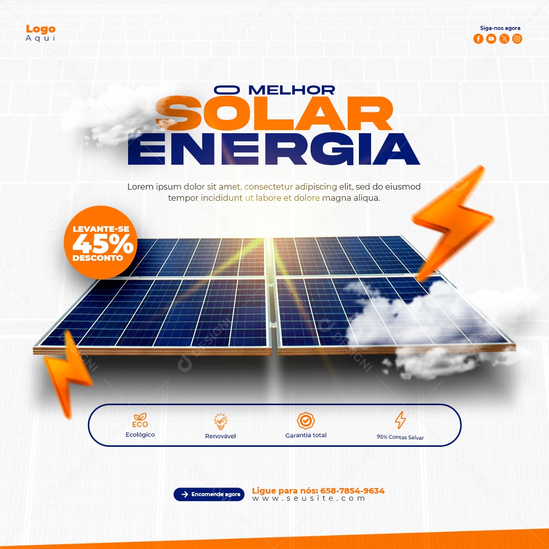 Melhor Energia Solar Social Media PSD Editável