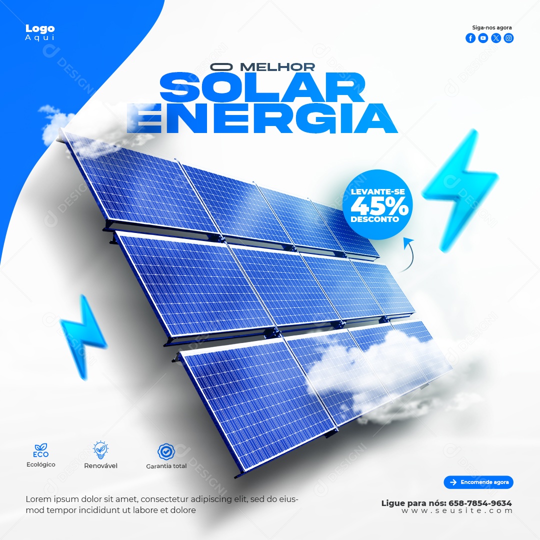 A Melhor Energia Solar Social Media PSD Editável