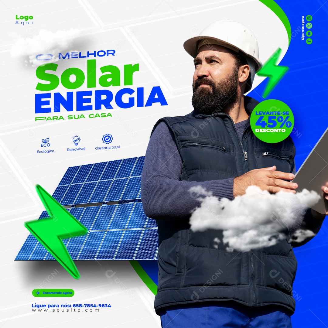 Melhor Energia Solar Social Media PSD Editável