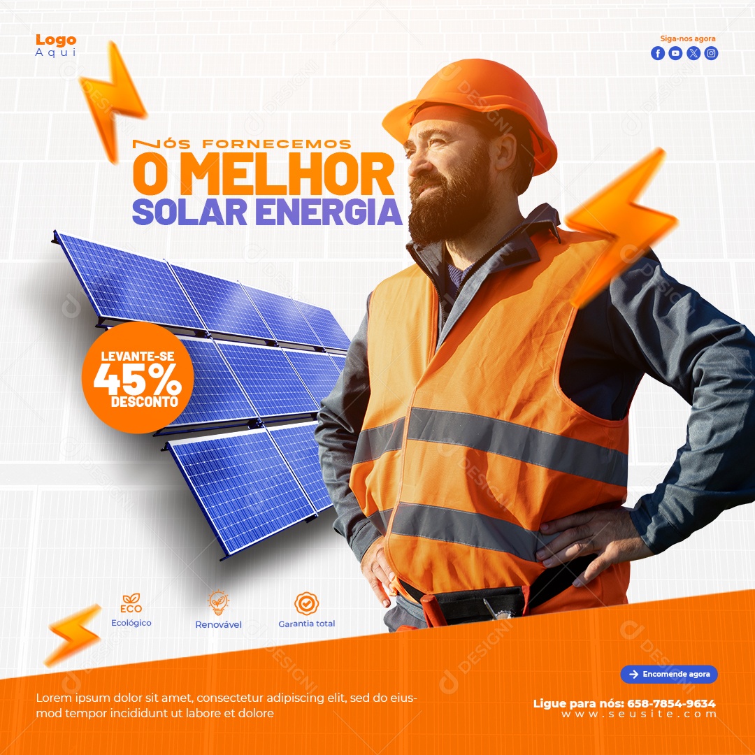 A Melhor Energia Solar Social Media PSD Editável