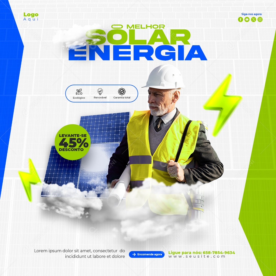 A Melhor Energia Solar Social Media PSD Editável