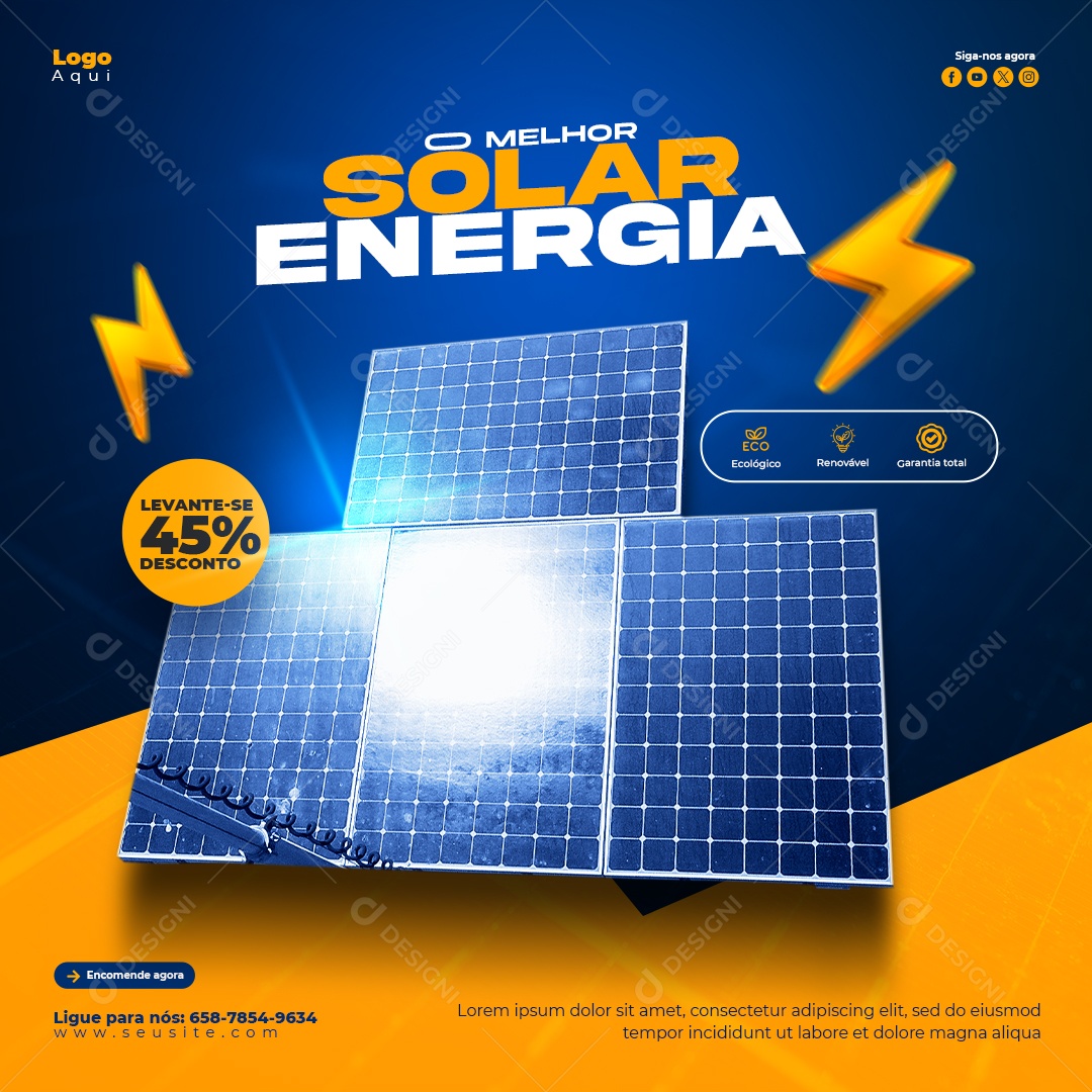 Melhor Energia Solar Social Media PSD Editável
