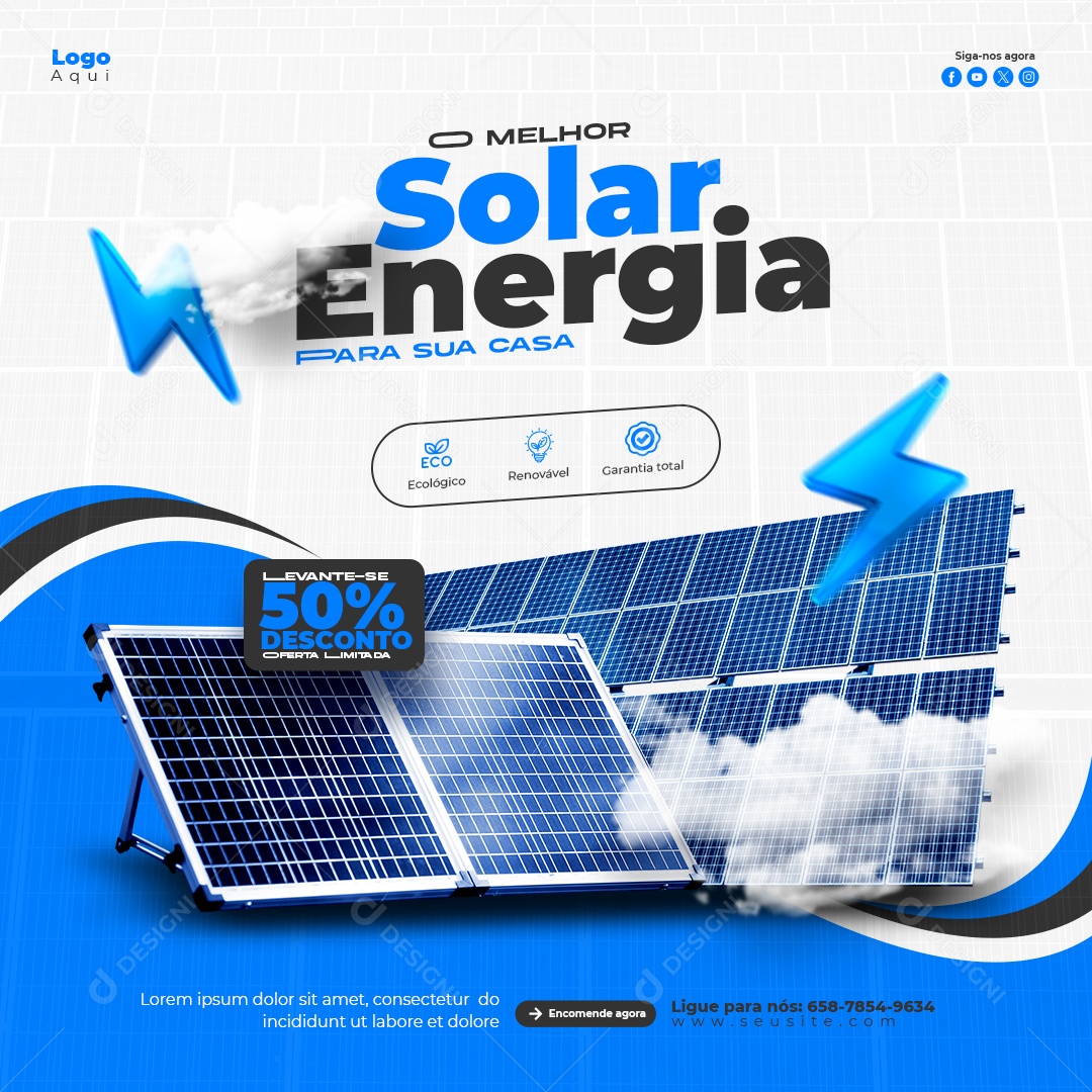 Melhor Energia Solar Social Media PSD Editável