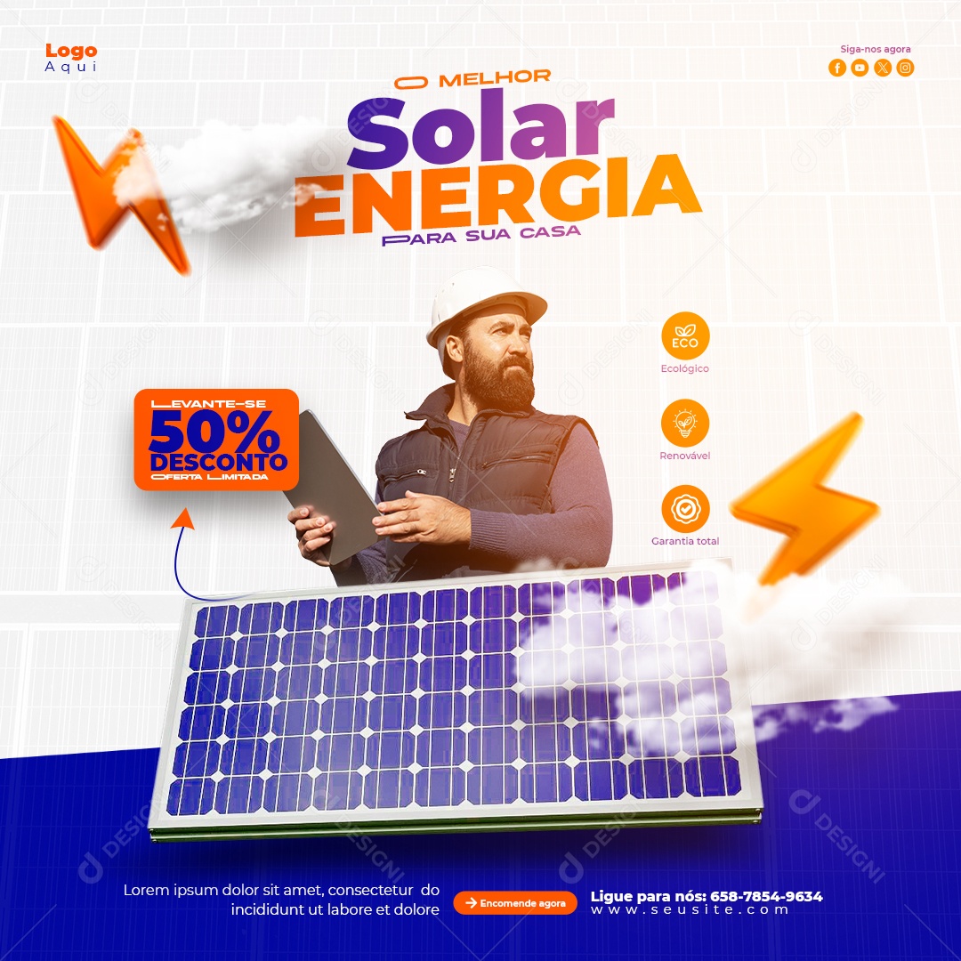 Melhor Energia Solar Social Media PSD Editável