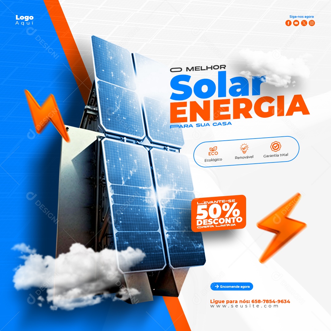 Melhor Energia Solar Social Media PSD Editável