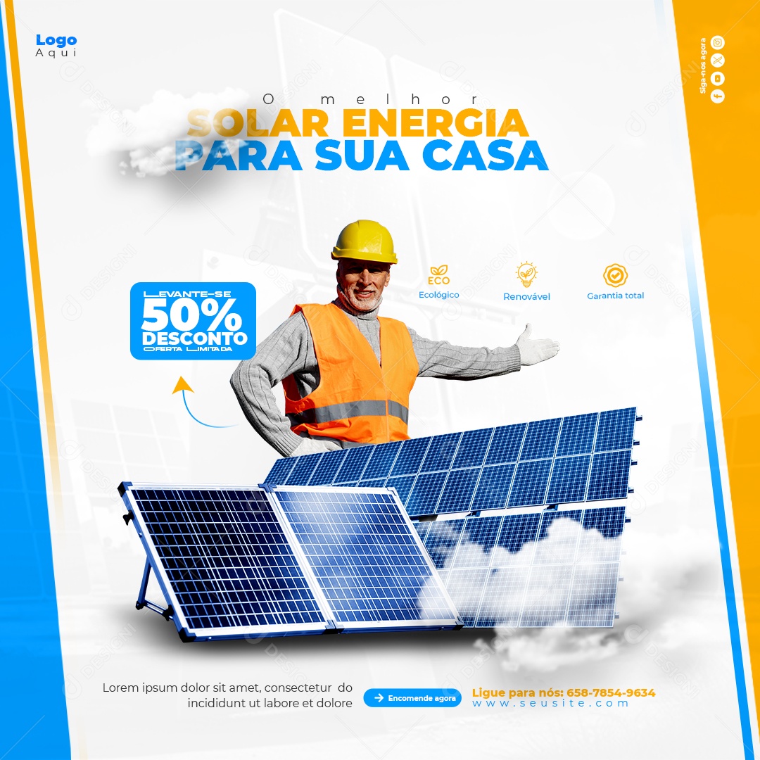 Melhor Energia Solar Social Media PSD Editável