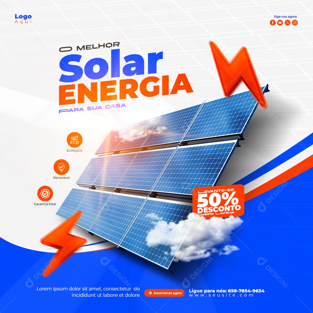 Melhor Energia Solar Social Media PSD Editável