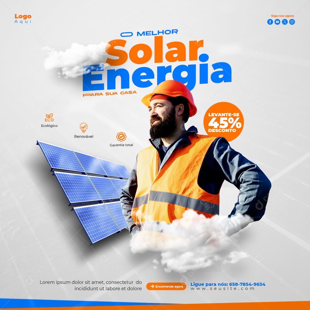A Melhor Energia Solar Social Media PSD Editável