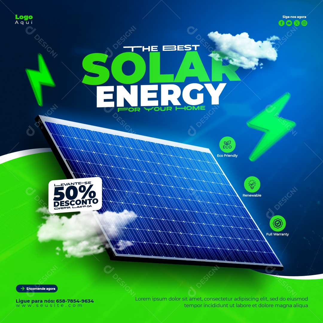 A Melhor Energia Solar Social Media PSD Editável