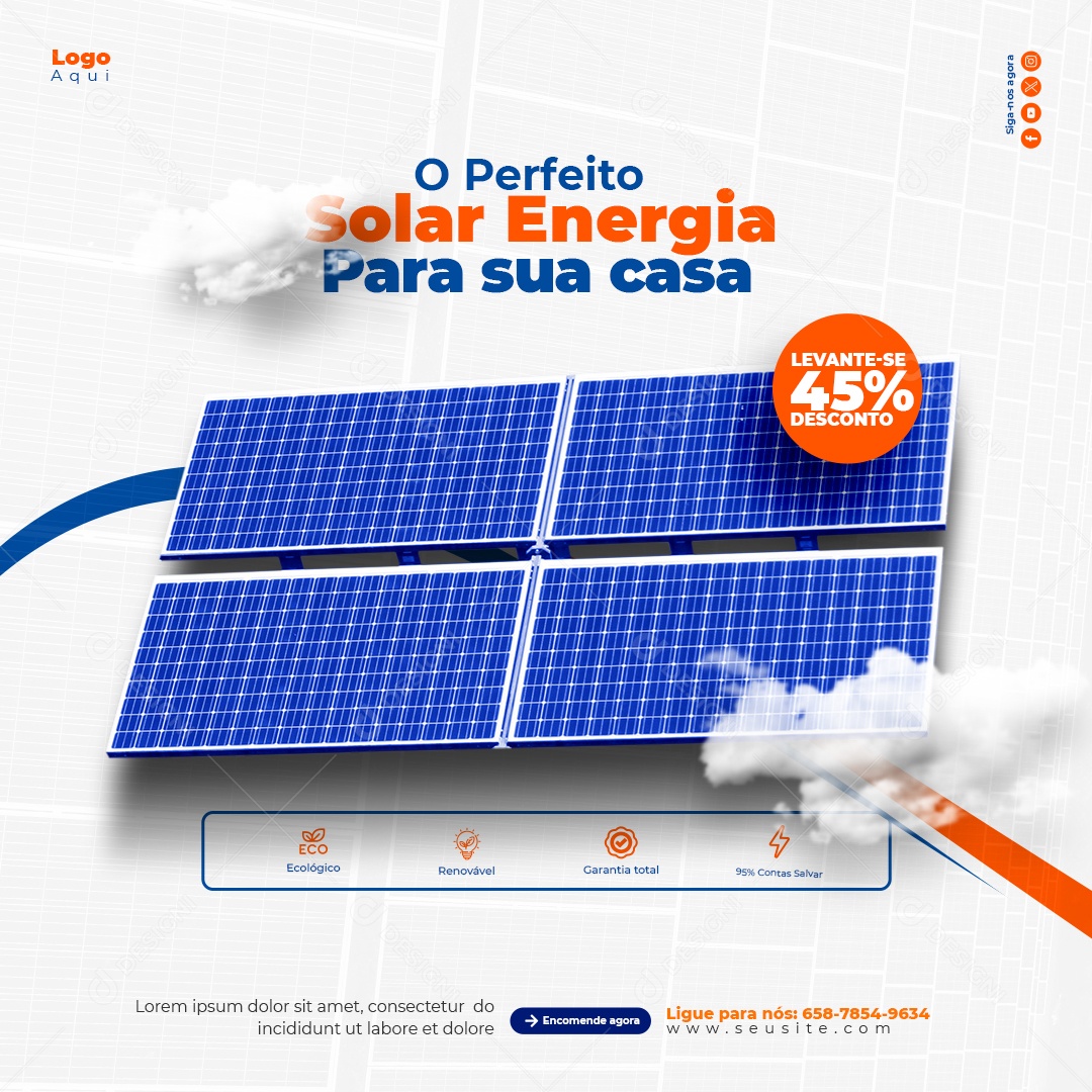 A Melhor Energia Solar Social Media PSD Editável