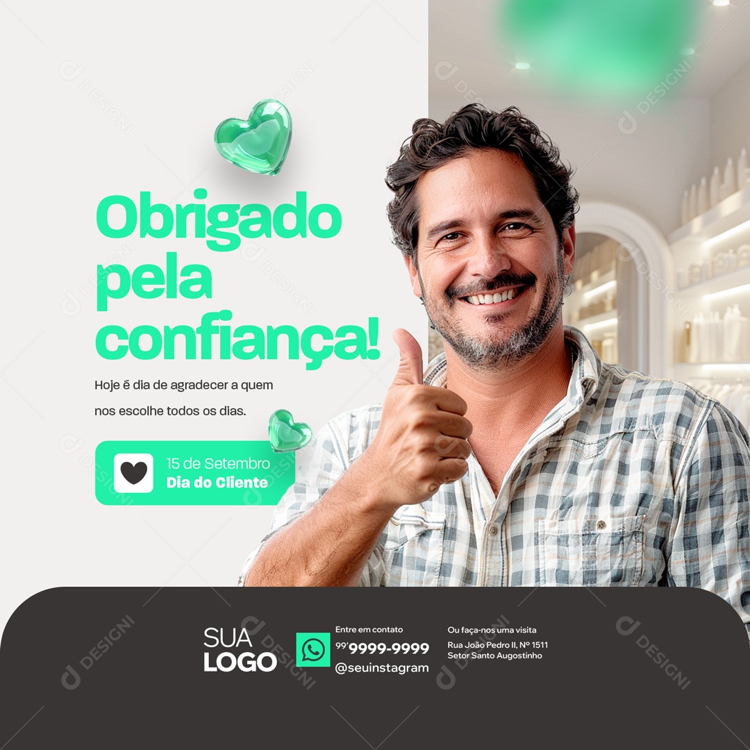 Dia do Cliente 15 de Setembro Obrigado pela Confiança Social Media PSD Editável