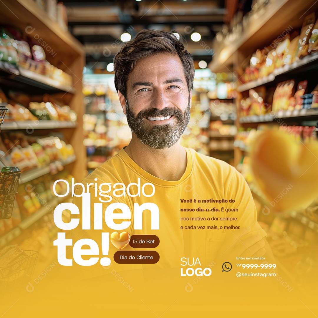 Dia do Cliente 15 de Setembro Obrigado Social Media PSD Editável