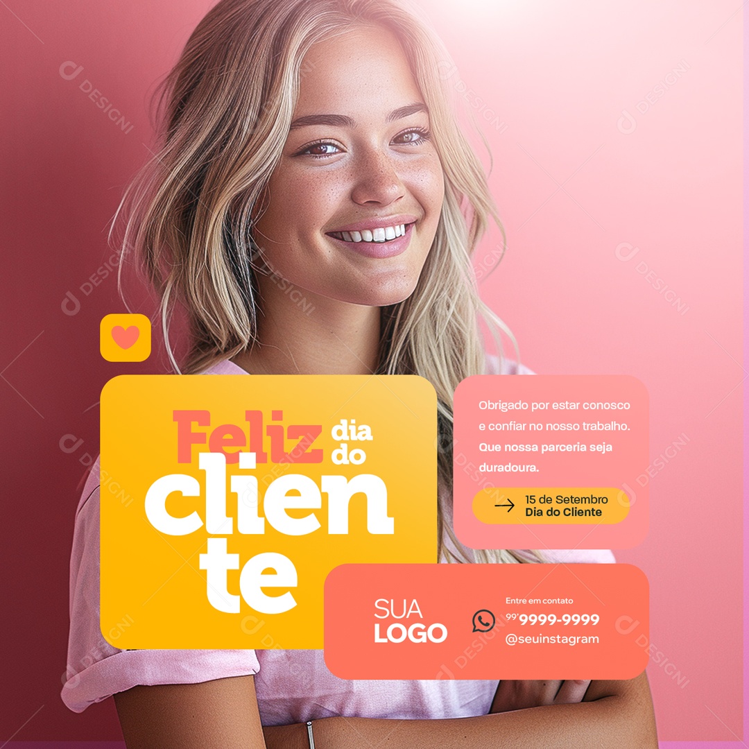 Feliz Dia do Cliente 15 de Setembro Obrigado por estar Conosco Social Media PSD Editável
