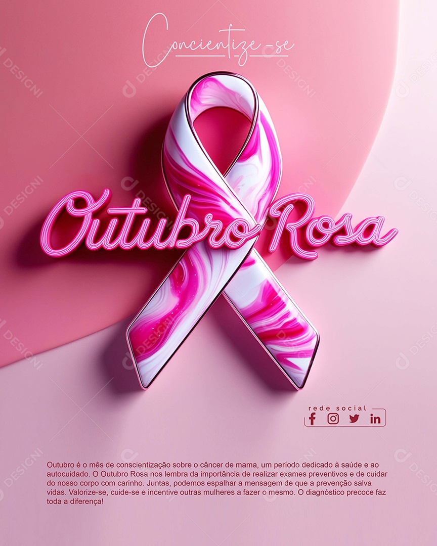 Outubro Rosa Conscientize se Social Media PSD Editável