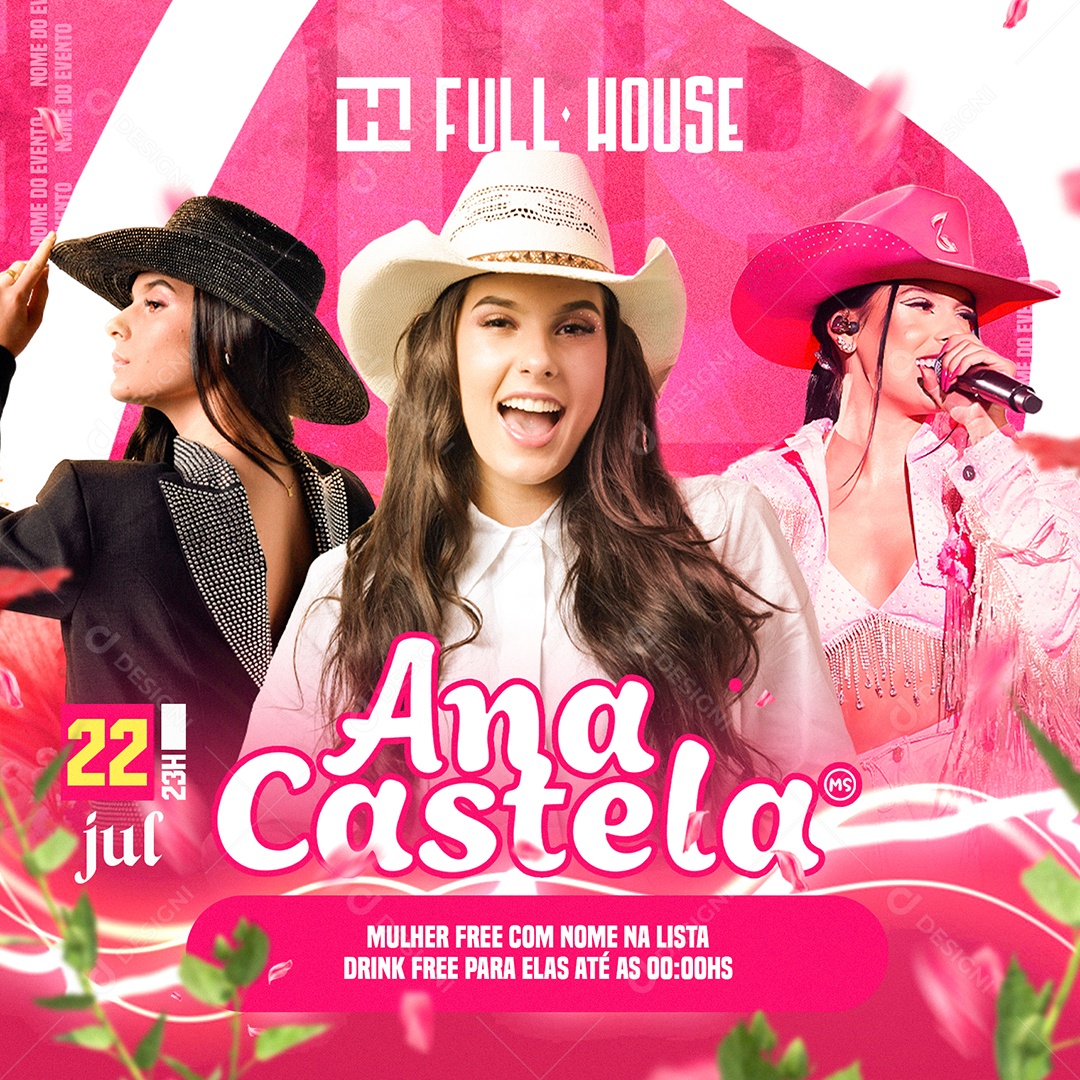 Flyer Full House Ana Castela Social Media PSD Editável