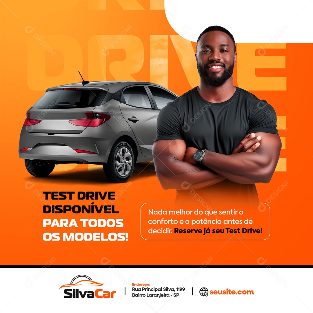 Locadora de Carro Test Drive Disponível Social Media PSD Editável