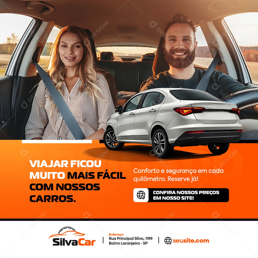 Locadora de Carro Viajar Ficou Muito Mais Fácil Social Media PSD Editável