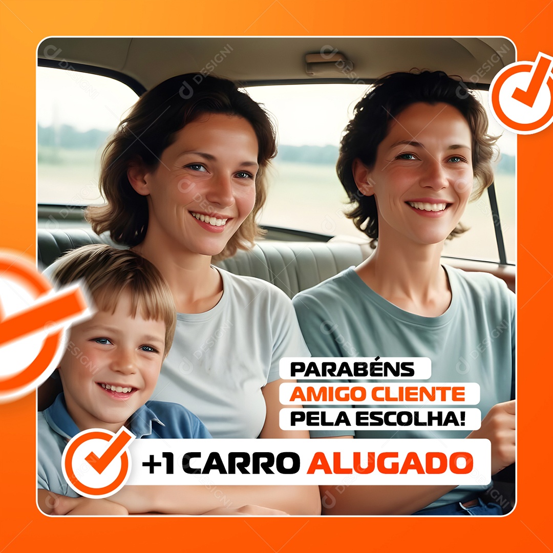 Locadora de Carro Parabéns Amigo Cliente Social Media PSD Editável