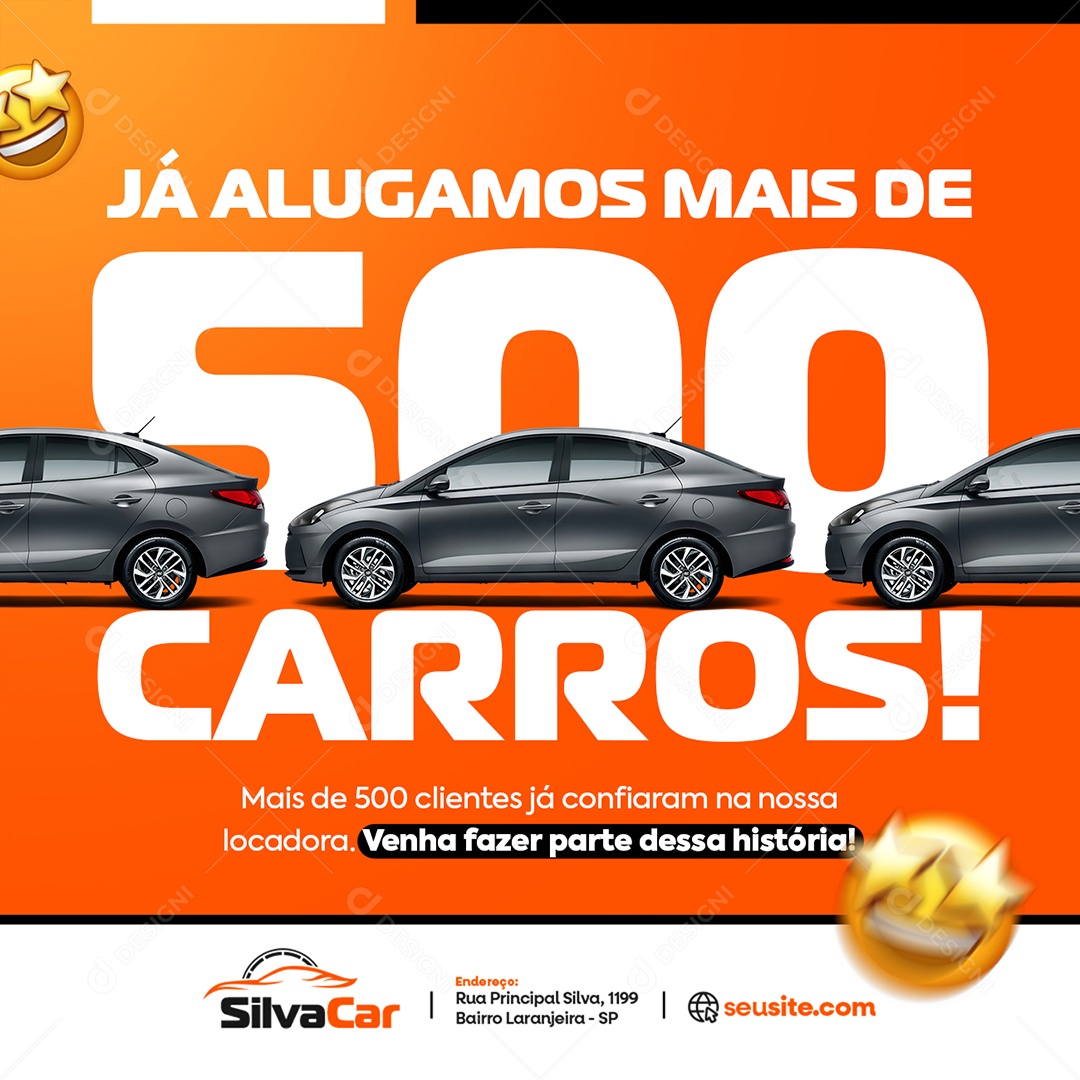 Locadora de Carro Já Alugamos Mais de 500 Carros Social Media PSD Editável