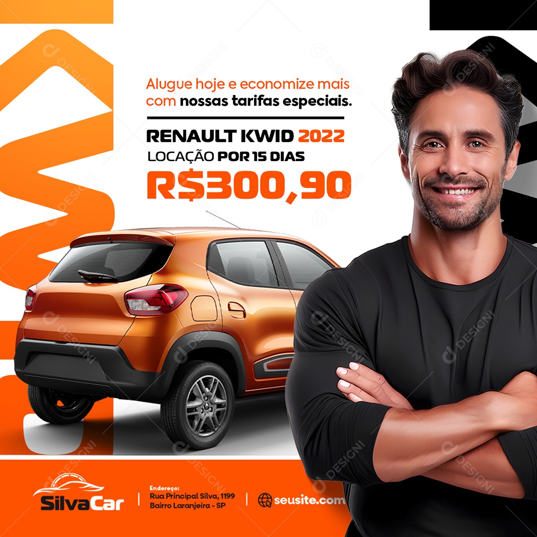 Locadora de Carro Alugue Hoje e Economize Mais Social Media PSD Editável