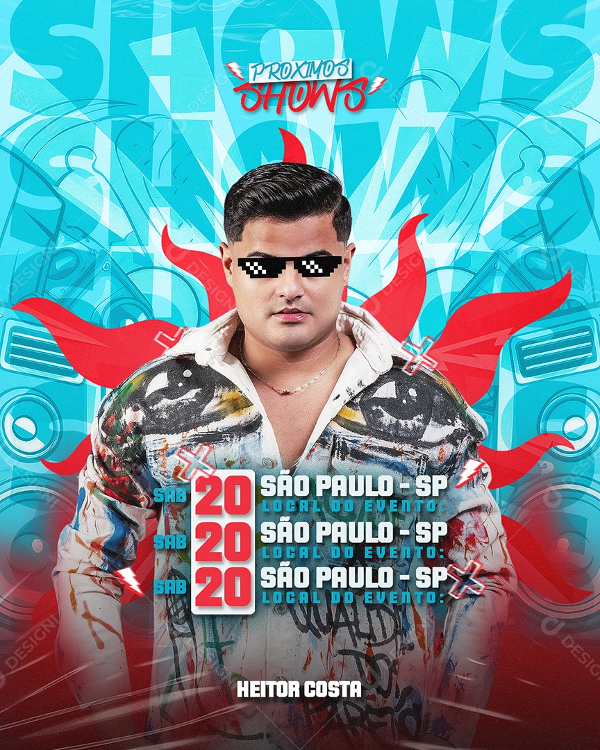 Flyer Próximos Shows Heitor Costa Social Media PSD Editável