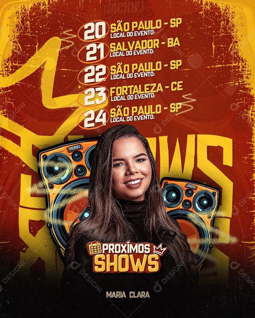 Flyer Próximo Shows Artista Social Media PSD Editável