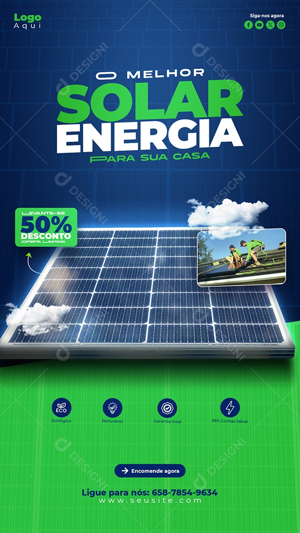 A Melhor Energia Solar Social Media PSD Editável