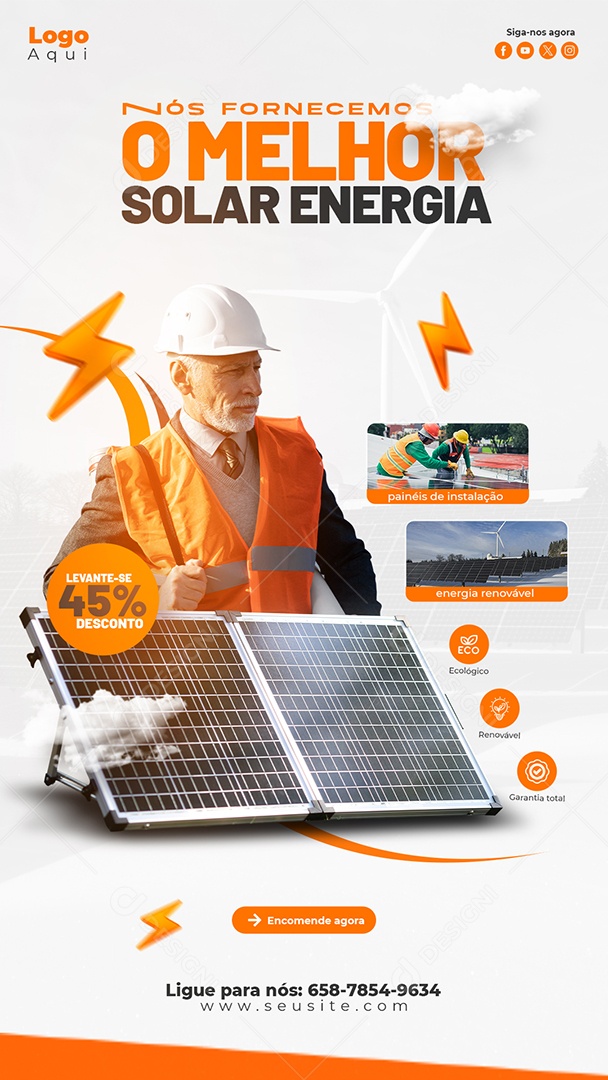 Nos Fornecemos A Melhor Energia Solar Social Media PSD Editável