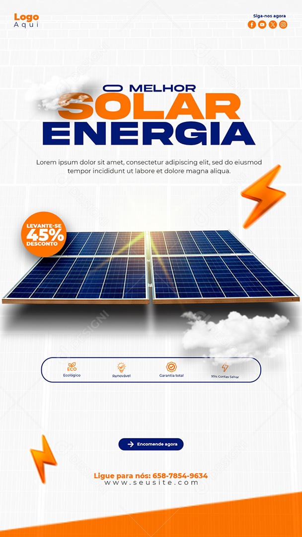 A Melhor Energia Solar Social Media PSD Editável