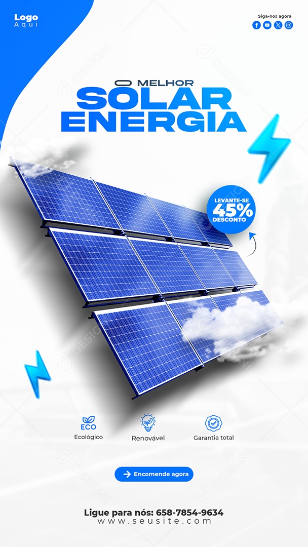 Energia solar 45% De Desconto Social Media PSD Editável